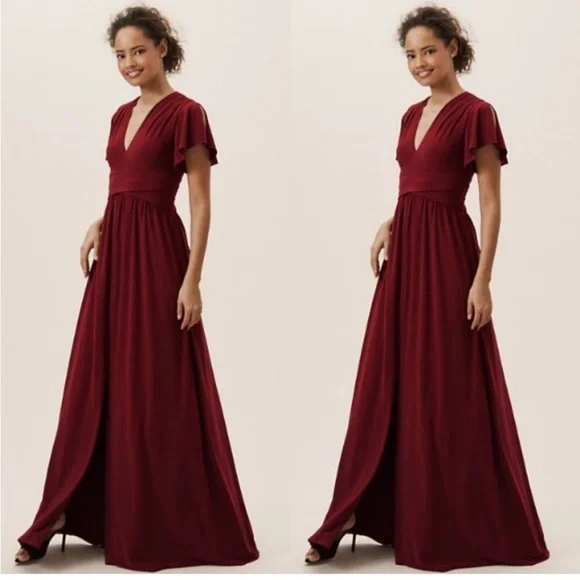 • BHLDN • Mendoza Maxi Dress Gown Burgundy Red 6 Women’s - Picture 1 of 6